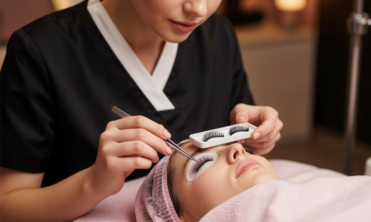 Lash artist at work